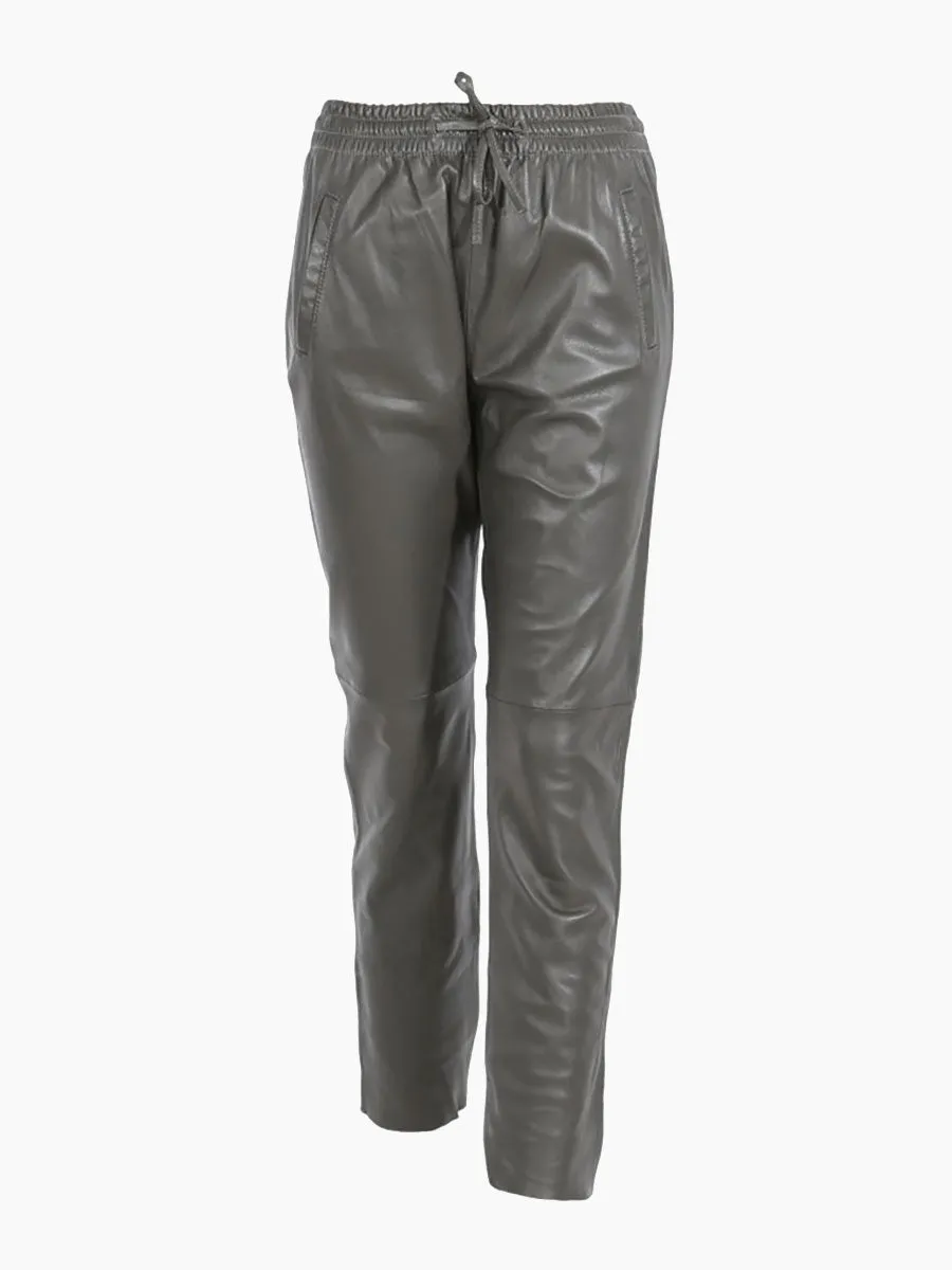 Gift Leather Joggers - Dark Khaki