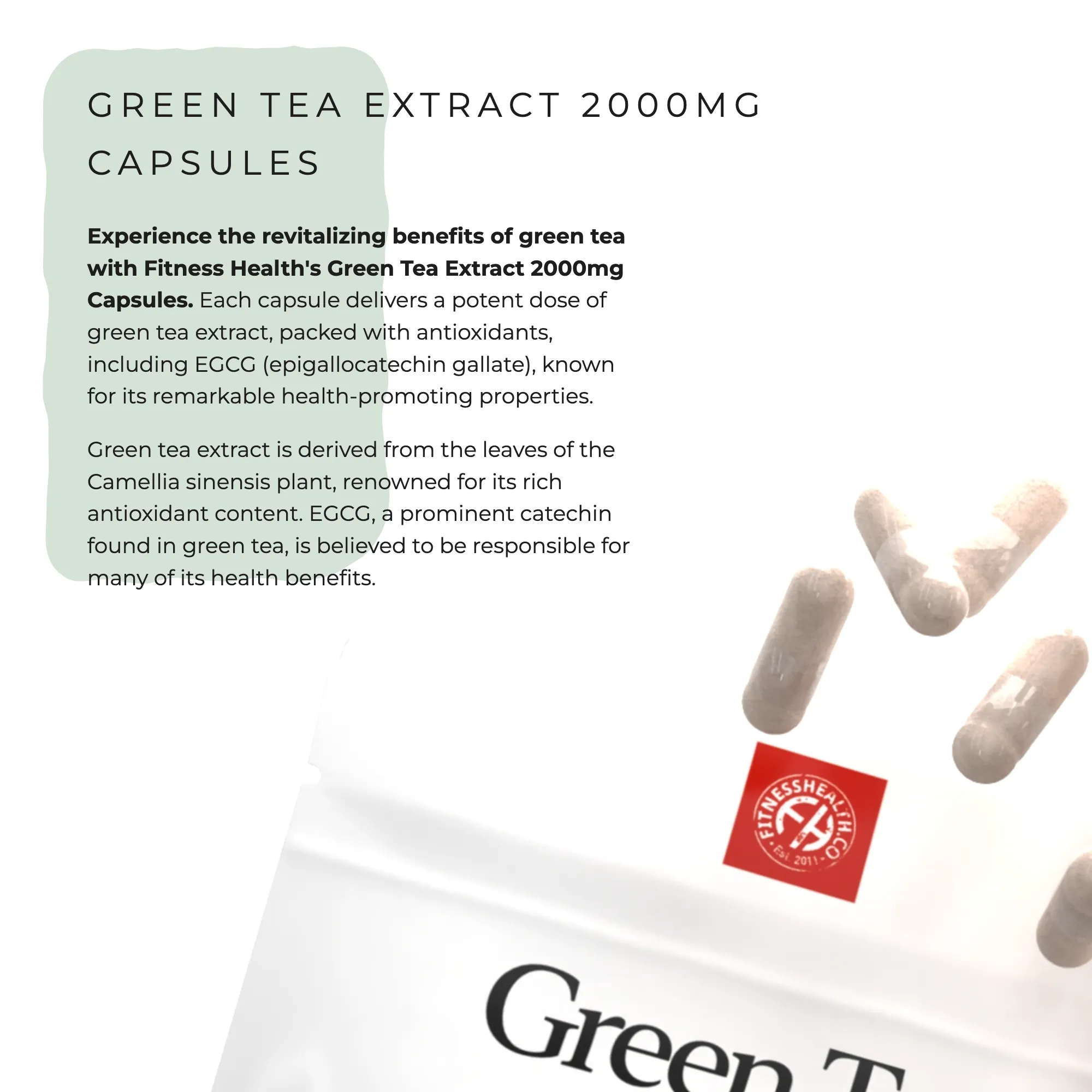 Green Tea Extract 2000mg Capsules - Natural Fat Burner - * HALF PRICE *