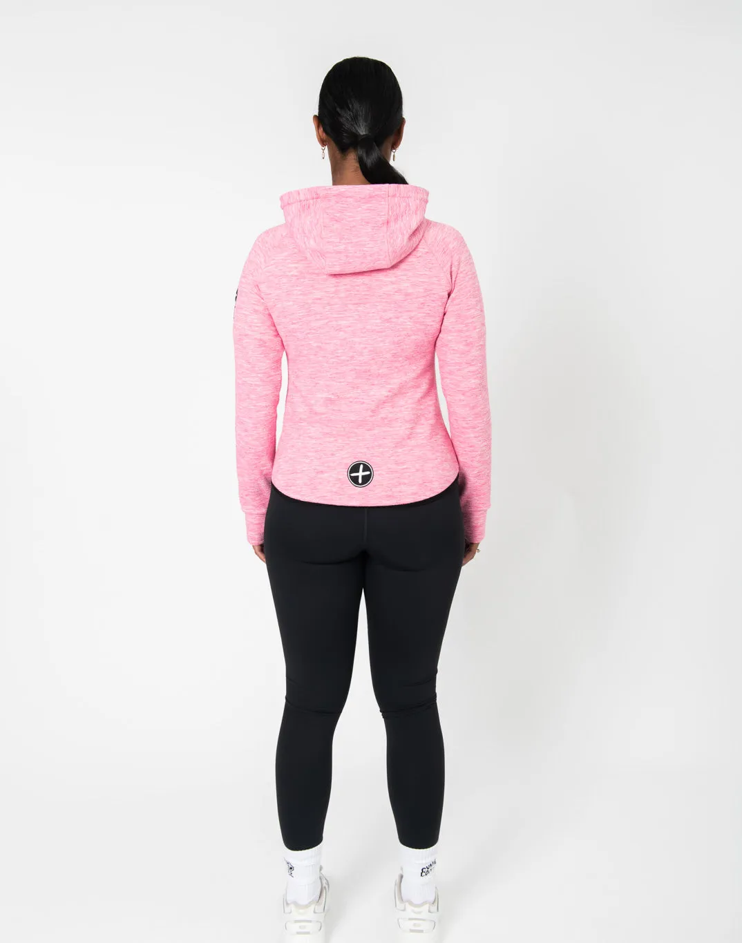 Gym Coffee Pink Fleck Hoodie (Womens) - Pink Flex