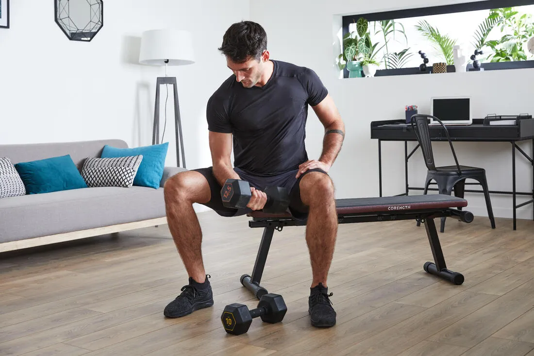 Haltères de cross training et musculation 12,5 kg - Dumbbell hexagonale noire