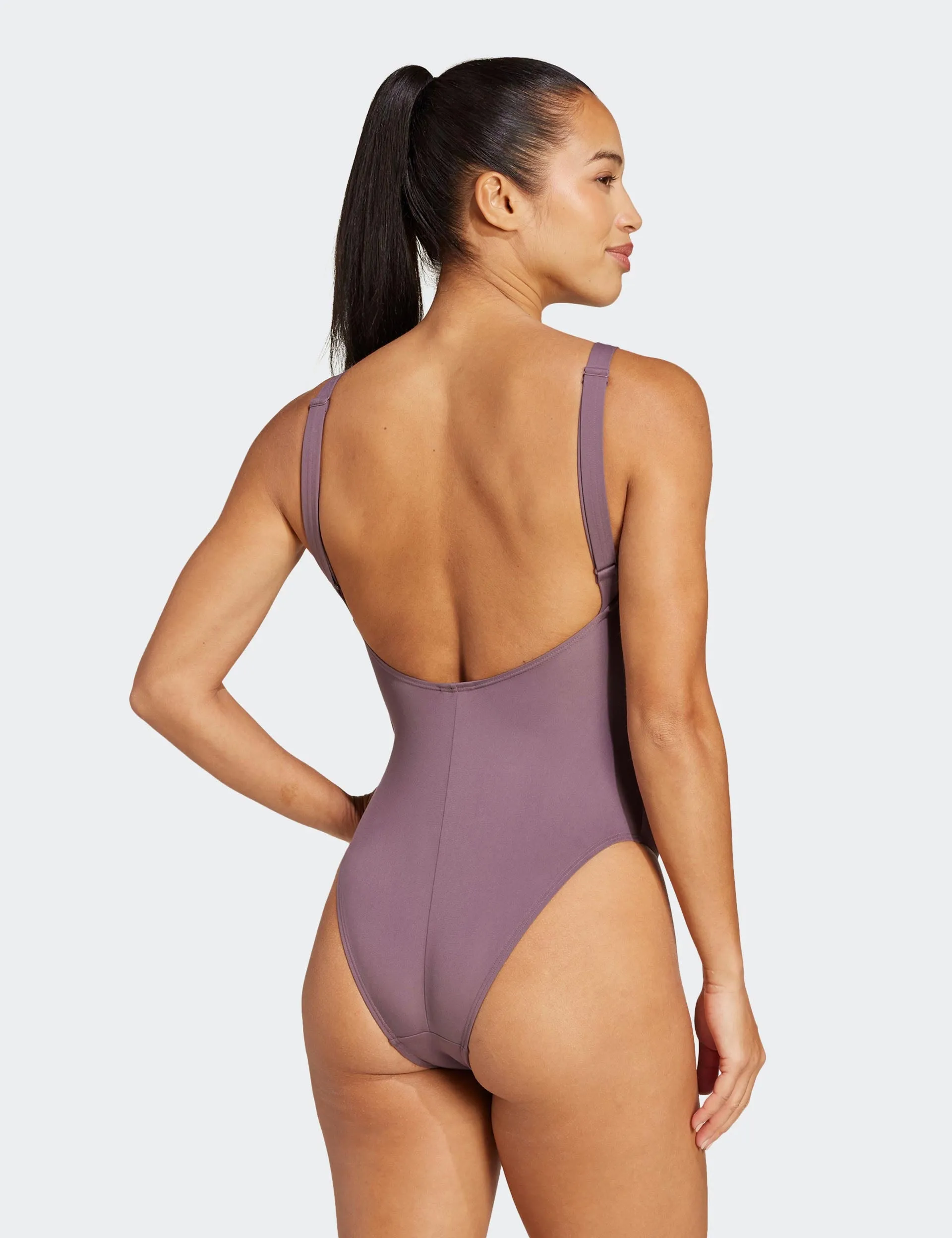 Iconisea Padded U-Back Swimsuit - Shadow Fig/White