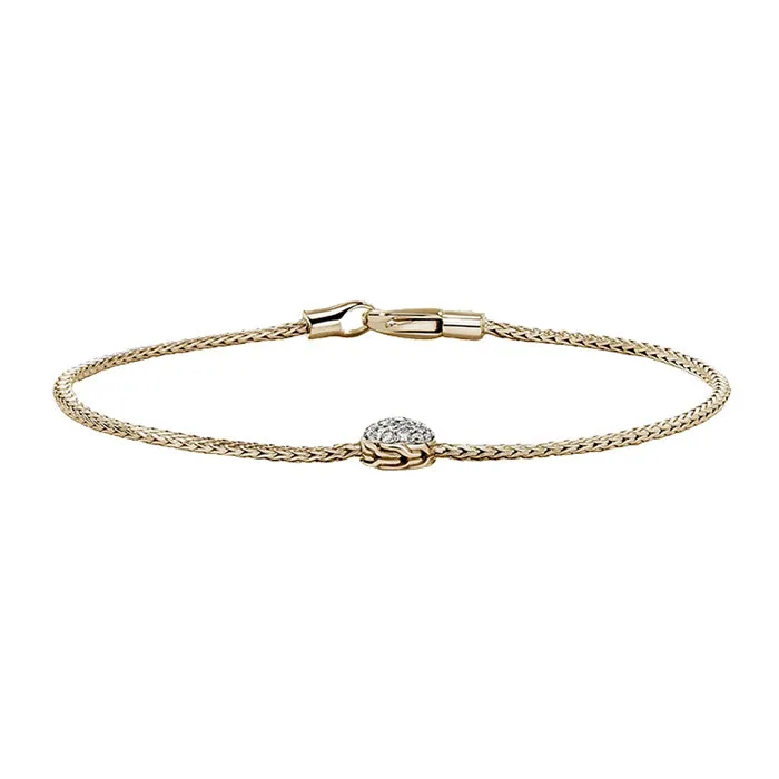 John Hardy Essentials Pavé Station Bracelet in 14K Yellow Gold