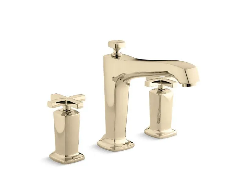 KOHLER K-T16236-3 Margaux Deck-mount bath faucet trim for high-flow valve with diverter spout and cross handles, valve not included