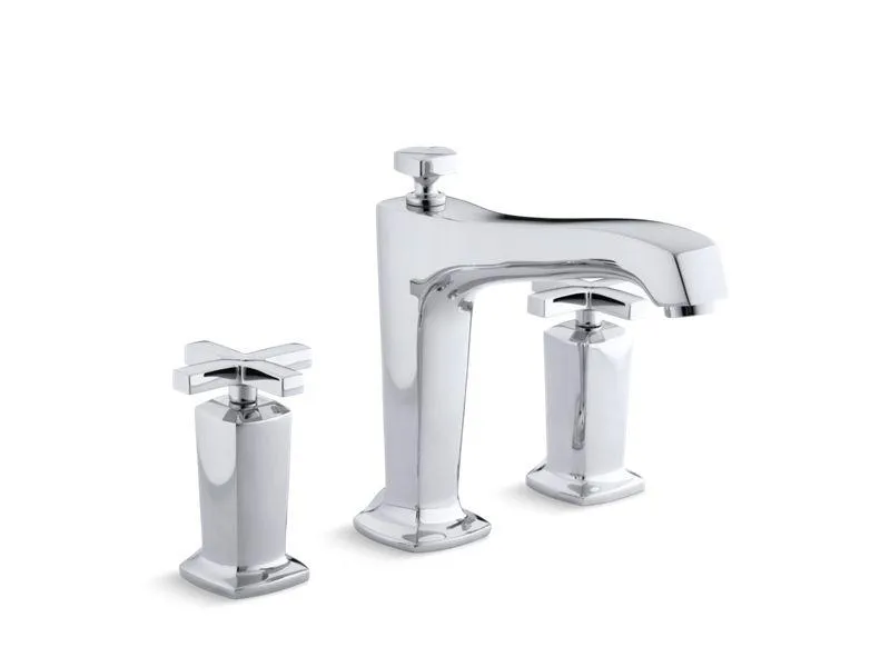 KOHLER K-T16236-3 Margaux Deck-mount bath faucet trim for high-flow valve with diverter spout and cross handles, valve not included