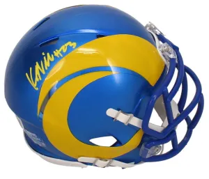 Kyren Williams Autographed (Yellow Ink) Rams Mini Speed Helmet Beckett