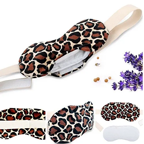 Leopard : FOMI Hot Eye Mask. Microwaveable, Reusable. Lavender Scented, Migraine / Headache Relief. Reduce Eye Puffiness / Dark Circles. New Clay Bead Technology - Penetrates Soothing Moist Heat
