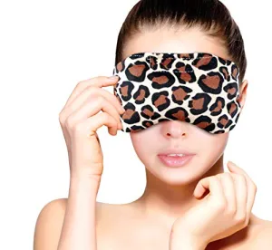 Leopard : FOMI Hot Eye Mask. Microwaveable, Reusable. Lavender Scented, Migraine / Headache Relief. Reduce Eye Puffiness / Dark Circles. New Clay Bead Technology - Penetrates Soothing Moist Heat