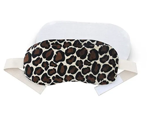 Leopard : FOMI Hot Eye Mask. Microwaveable, Reusable. Lavender Scented, Migraine / Headache Relief. Reduce Eye Puffiness / Dark Circles. New Clay Bead Technology - Penetrates Soothing Moist Heat