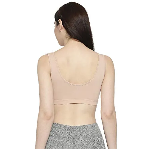 Longies Women Regular Fit Sports Bra (LGSBPO3001_XXLarge_Beige,Black,Blue)