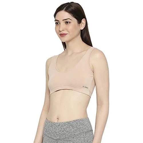 Longies Women Regular Fit Sports Bra (LGSBPO3001_XXLarge_Beige,Black,Blue)