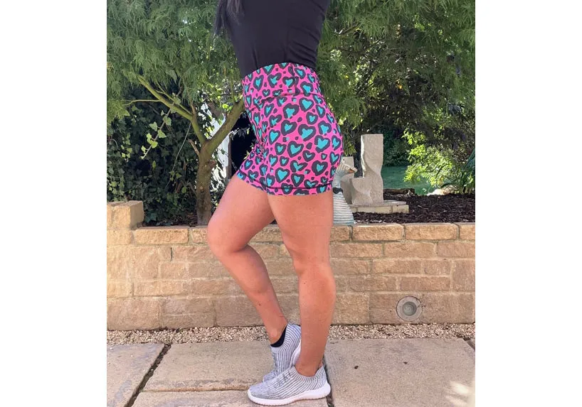 Love Leopard Turquoise Short Shorts