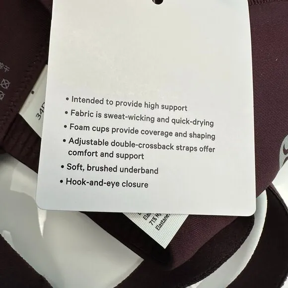 Lululemon Women's Energy Bra *High Support, Size 34 DDD Cup, Goodnight Plum