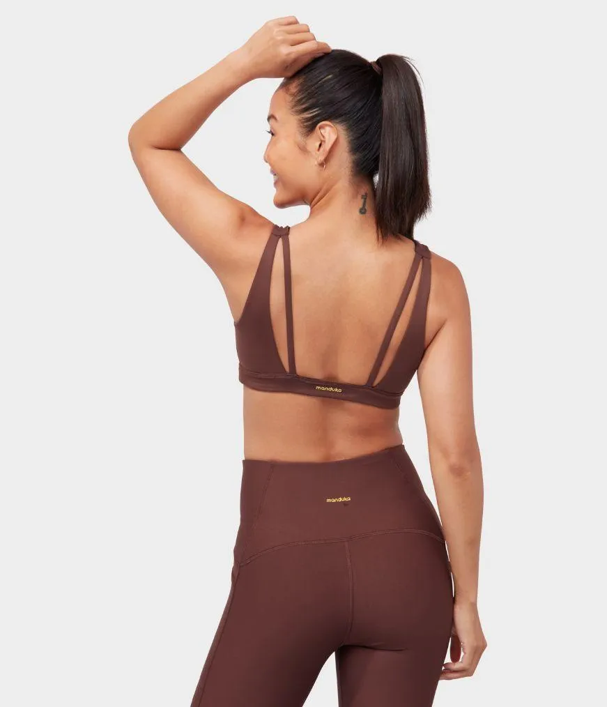 Manduka Apparel - Women's Presence Bra - Deeply Rooted Brown