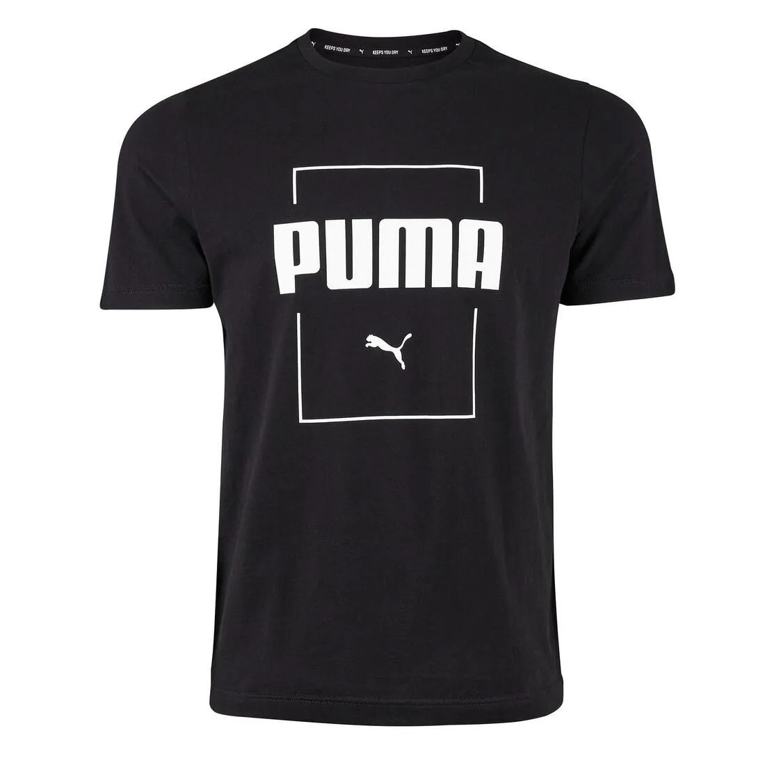 Men's Short-Sleeved Fitted Crew Neck Cotton Fitness T-Shirt - Black