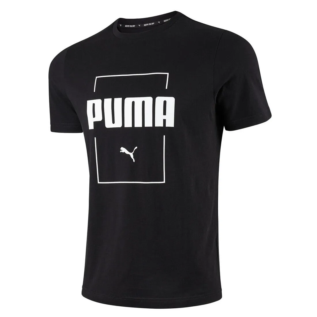 Men's Short-Sleeved Fitted Crew Neck Cotton Fitness T-Shirt - Black
