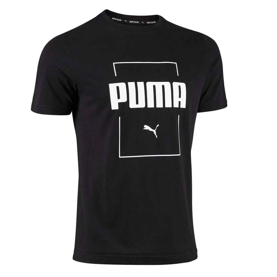 Men's Short-Sleeved Fitted Crew Neck Cotton Fitness T-Shirt - Black