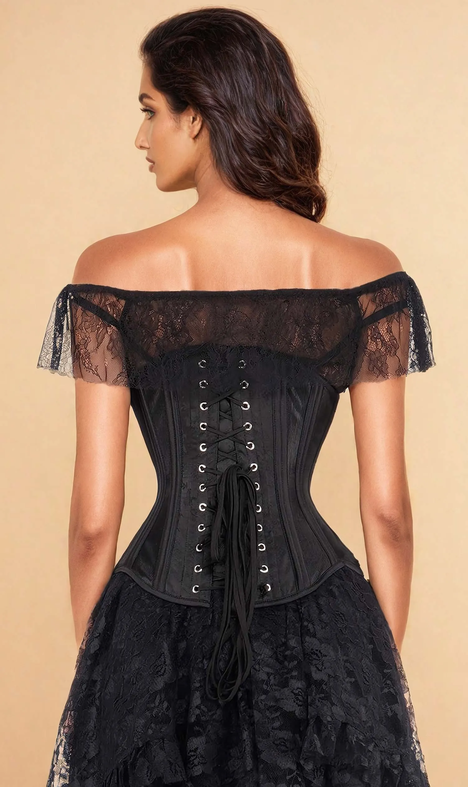 Mesh with Brocade Waist Trainer Corset (ELC-501)