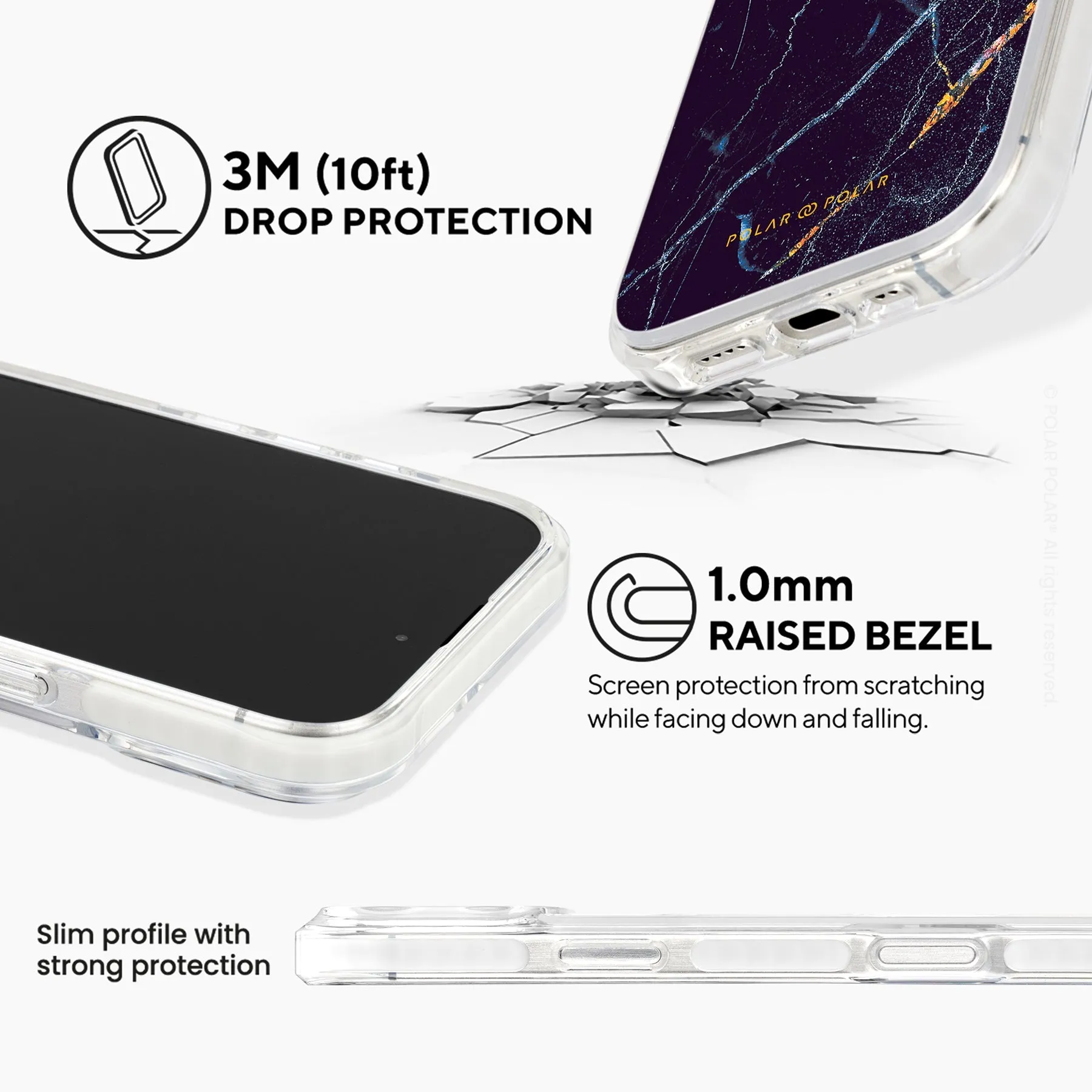 Midnight Marble - iPhone 16 Pro Max Clear Bumper MagSafe Case