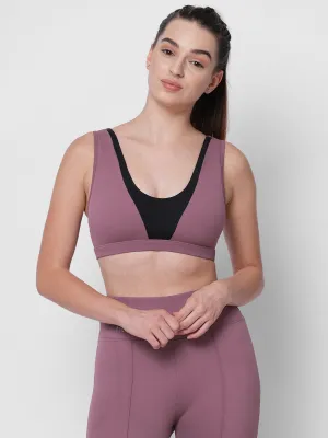 New classic fit v neck mauve sports bra