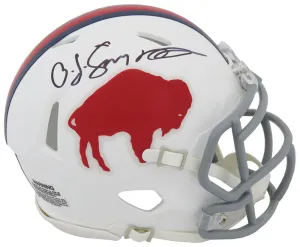 O.J. Simpson Signed Buffalo Bills T/B White Riddell Speed Mini Helmet - (SS COA)