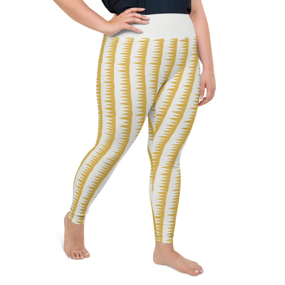 Plus Size Leggings, Tiger Teeth Orange