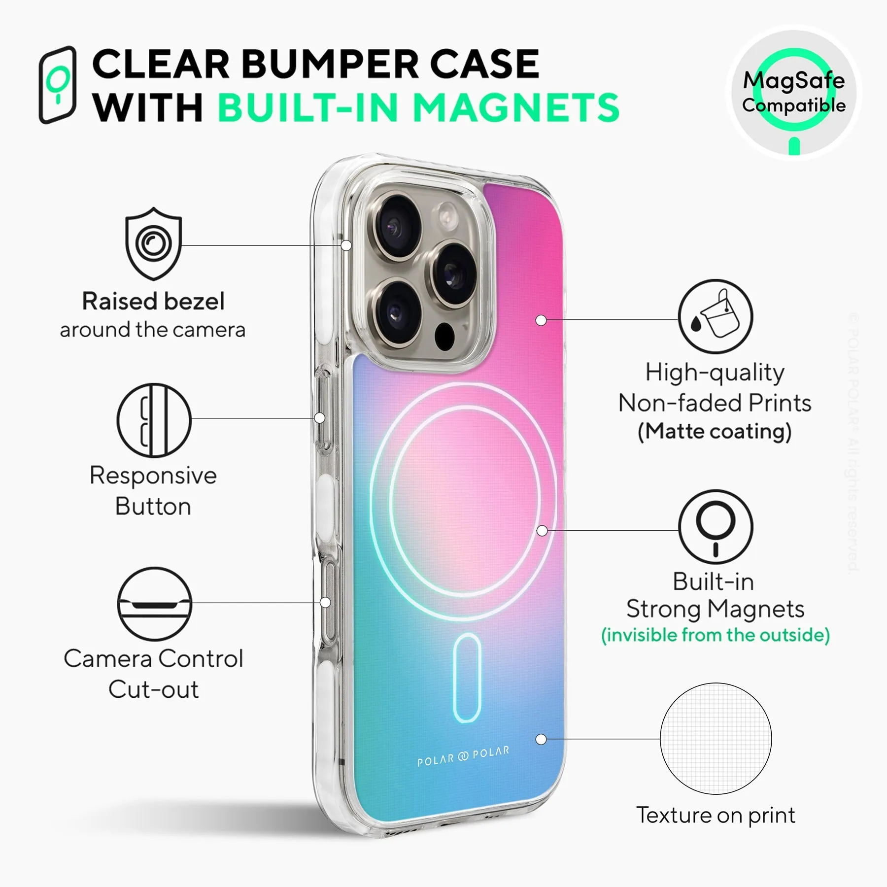Polar Light - iPhone 16 Pro Clear Bumper MagSafe Case