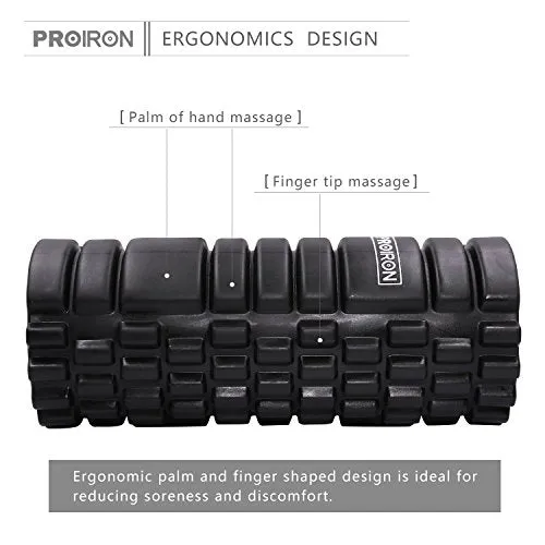 PROIRON Foam Roller Massage(BLACK), Body Roller for Muscle Physio Therapy, Ultra Lightweight Body Roller for Pain Relief, Perfect for Fitness Sports Home Gym