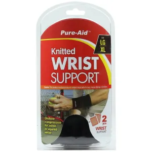 Pure-Aid Knitted Wrist Support (LG-XL) | 2pk