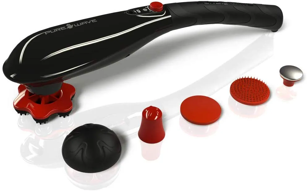 PUREWAVE™ CM-07 Dual Motor Percussion   Vibration Therapy Massager (Black) | Official Patented CM-07™ | Treat pain for back, sciatica, neck, leg, foot, plantar fasciitis, tendinitis, arthritis, sports