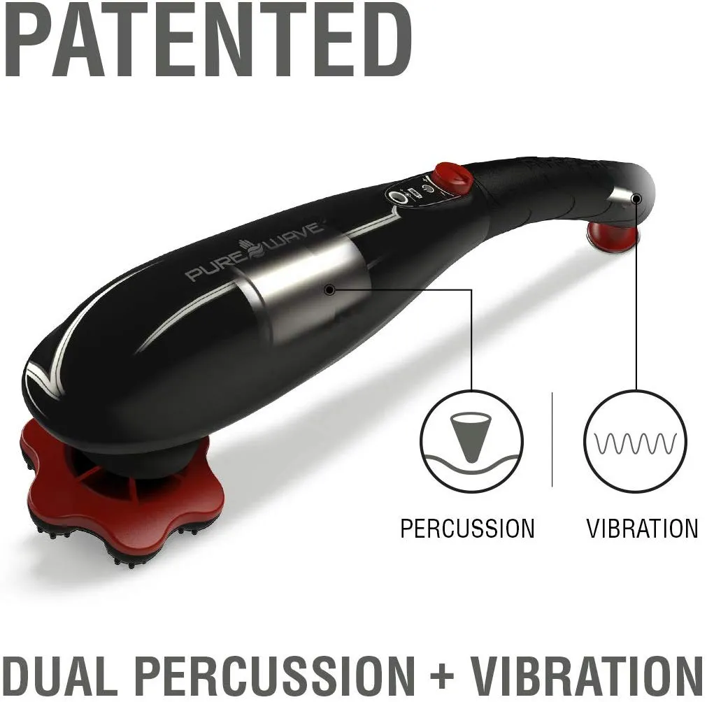 PUREWAVE™ CM-07 Dual Motor Percussion   Vibration Therapy Massager (Black) | Official Patented CM-07™ | Treat pain for back, sciatica, neck, leg, foot, plantar fasciitis, tendinitis, arthritis, sports