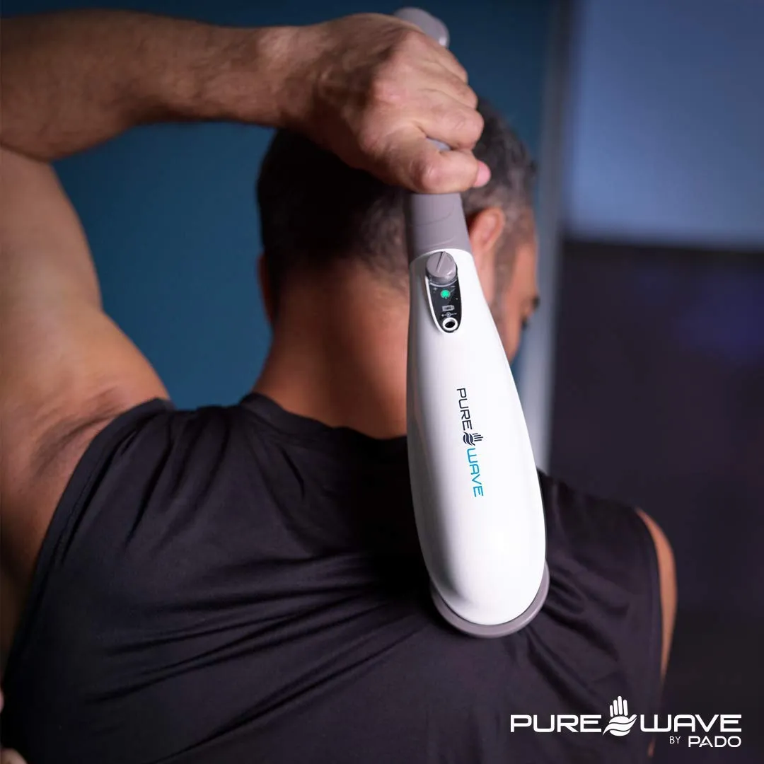 PUREWAVE™ CM-07 Dual Motor Percussion   Vibration Therapy Massager (White) | Official Patented CM-07™ | Treat pain for back, sciatica, neck, leg, foot, plantar fasciitis, tendinitis, arthritis, sports