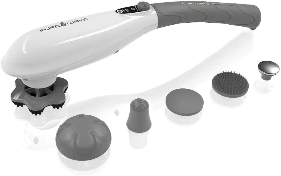 PUREWAVE™ CM-07 Dual Motor Percussion   Vibration Therapy Massager (White) | Official Patented CM-07™ | Treat pain for back, sciatica, neck, leg, foot, plantar fasciitis, tendinitis, arthritis, sports