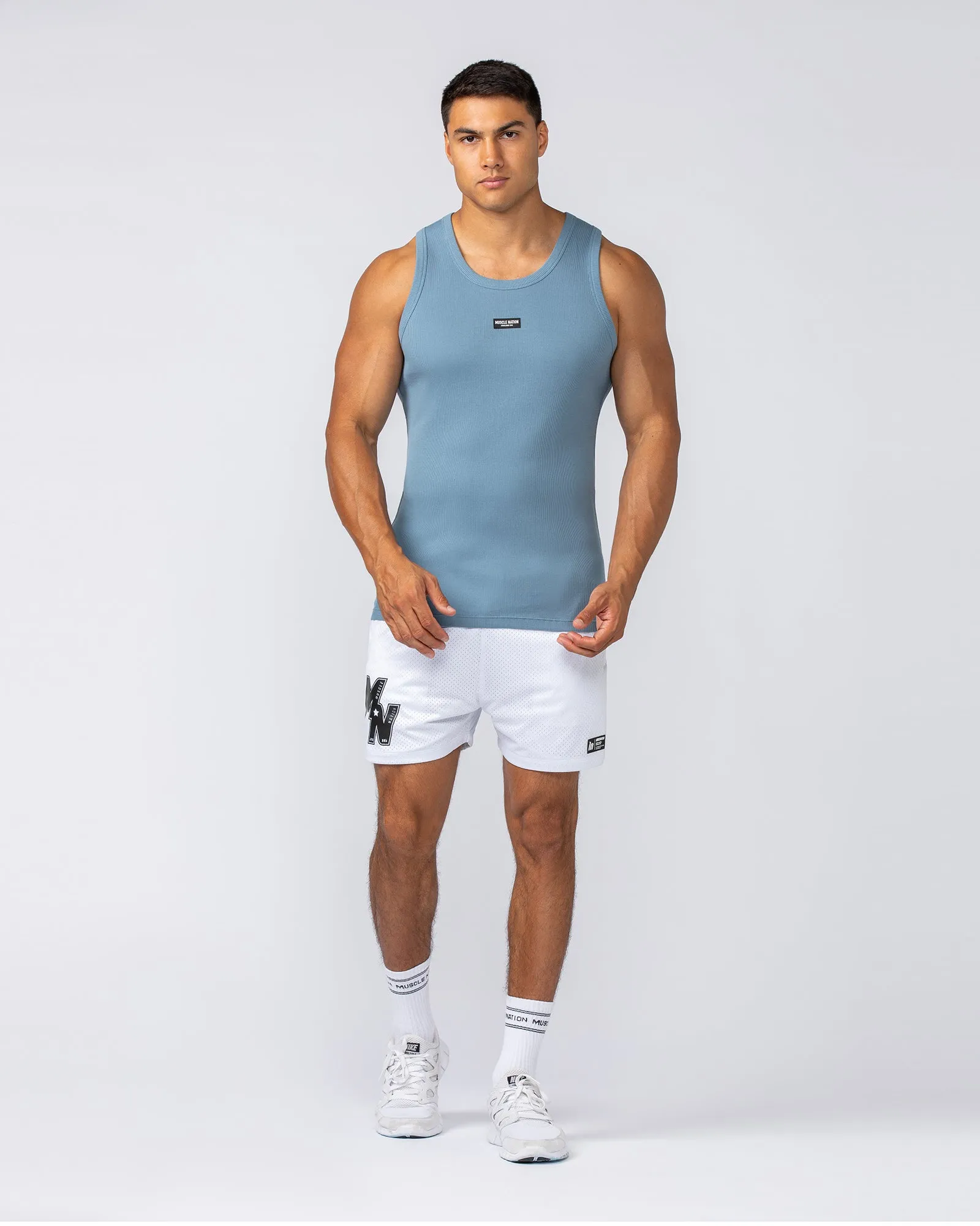 Rib Fitted Training Tank - Pale Thunder