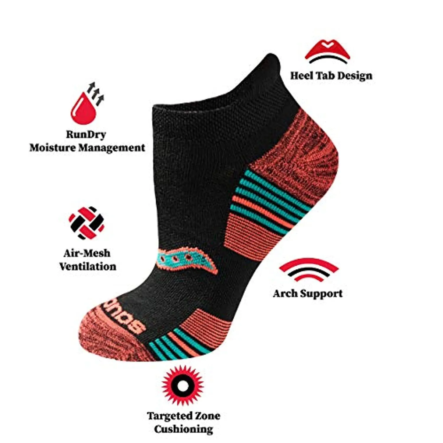 Saucony Women's Performance Heel Tab Athletic Socks (8 & 16 Pairs)