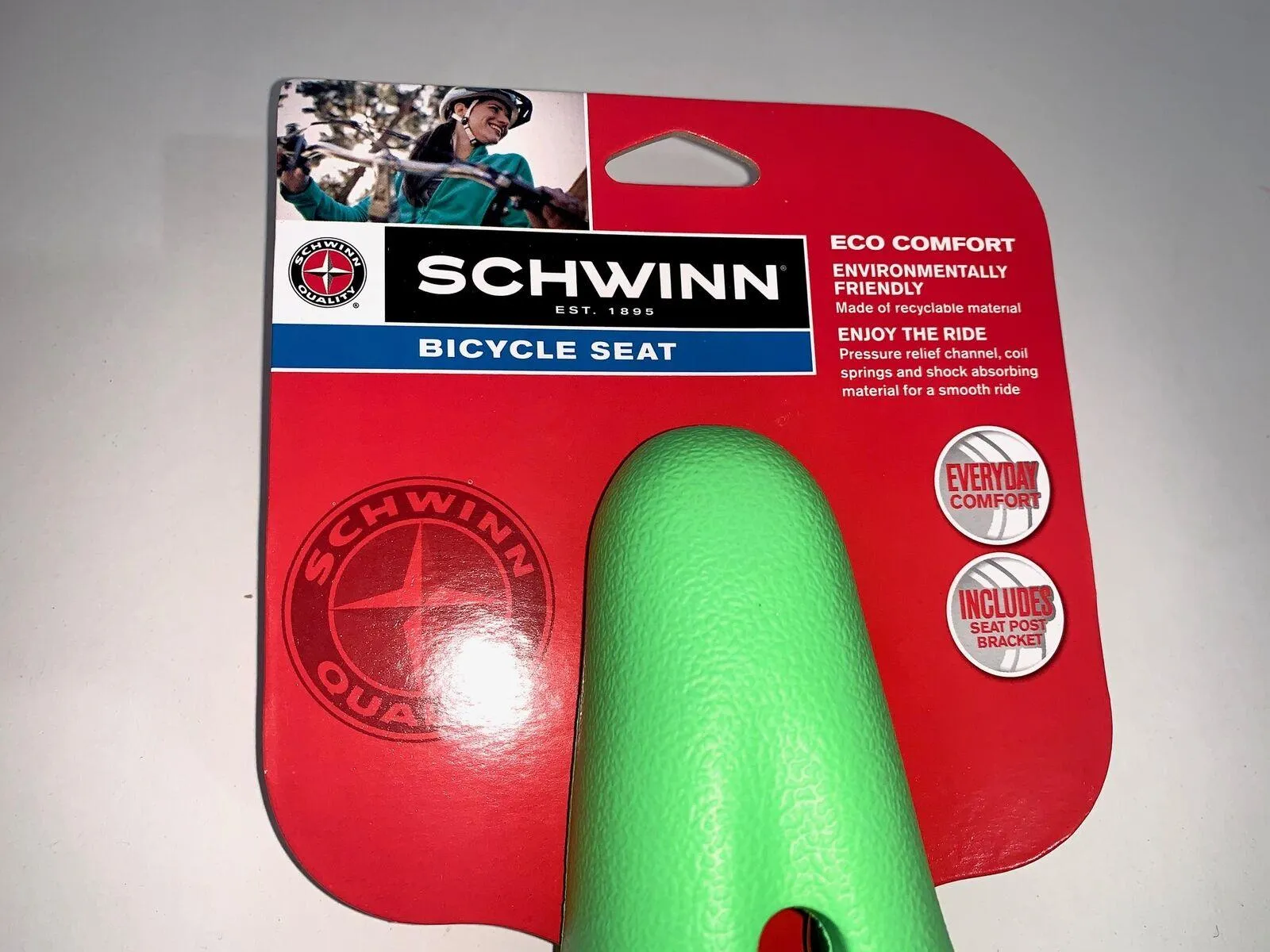 Schwinn Eco Comfort Spring Suspension Bike Seat Lime Green Bike Saddle Seat NEW