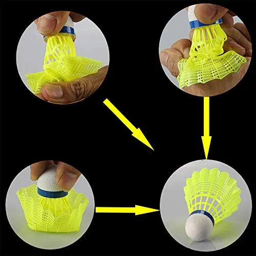 Senston Nylon Badminton Shuttlecocks Sports Birdies Shuttlecock 12PCS for Outdoor Indoor Sports Activities - Yellow