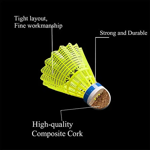 Senston Nylon Badminton Shuttlecocks Sports Birdies Shuttlecock 12PCS for Outdoor Indoor Sports Activities - Yellow