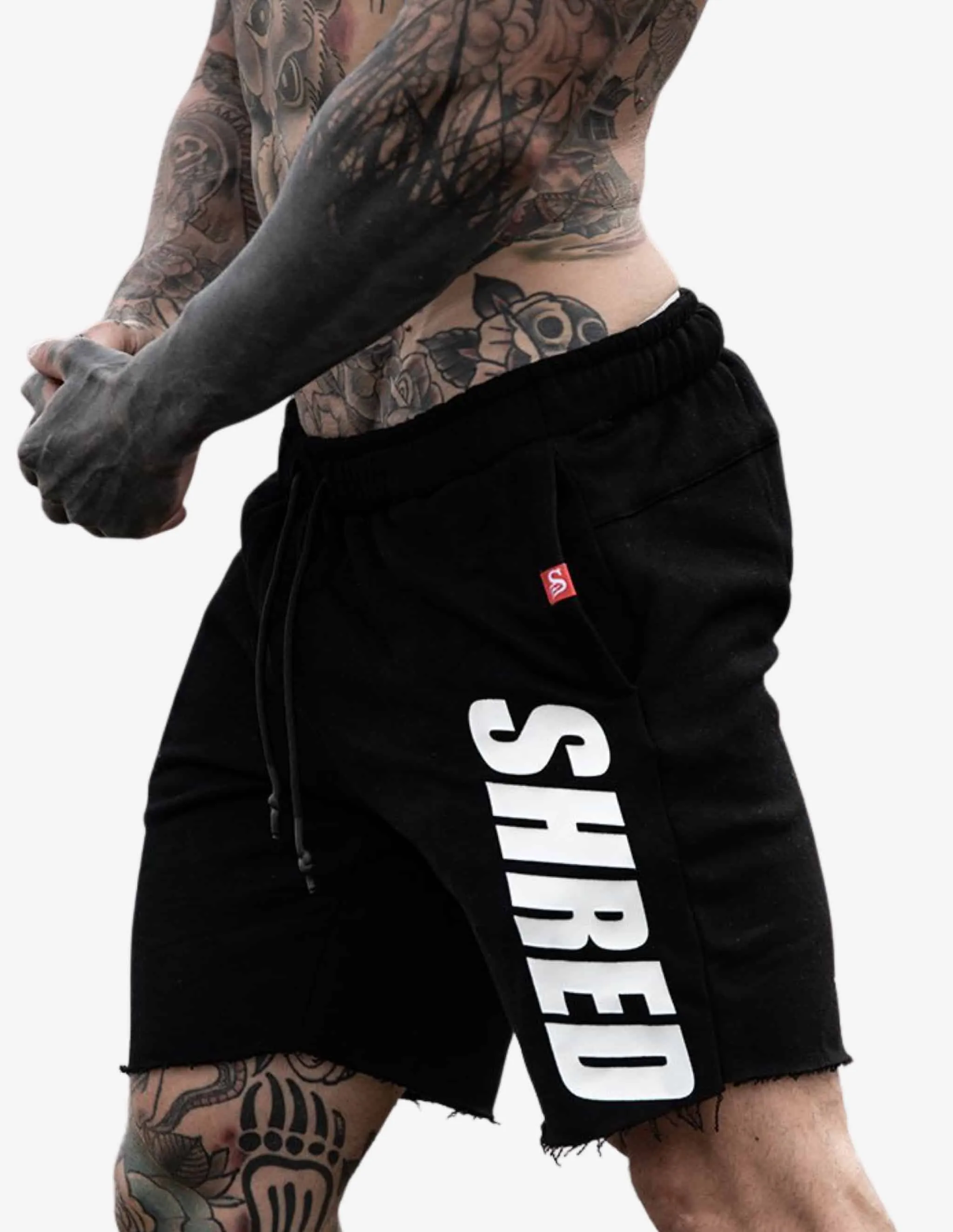 SHREDDED - Raw Fleece Shorts - Black