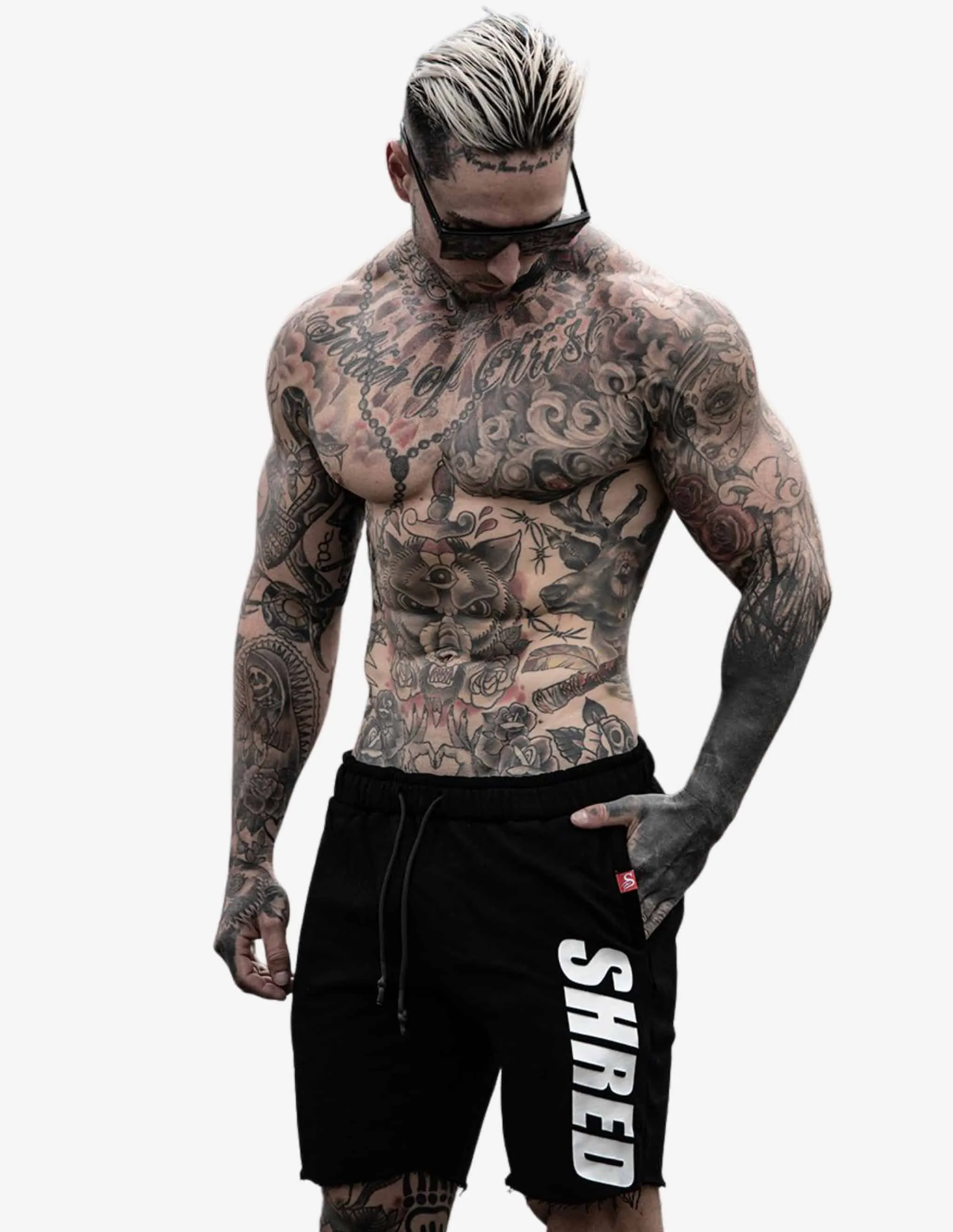 SHREDDED - Raw Fleece Shorts - Black