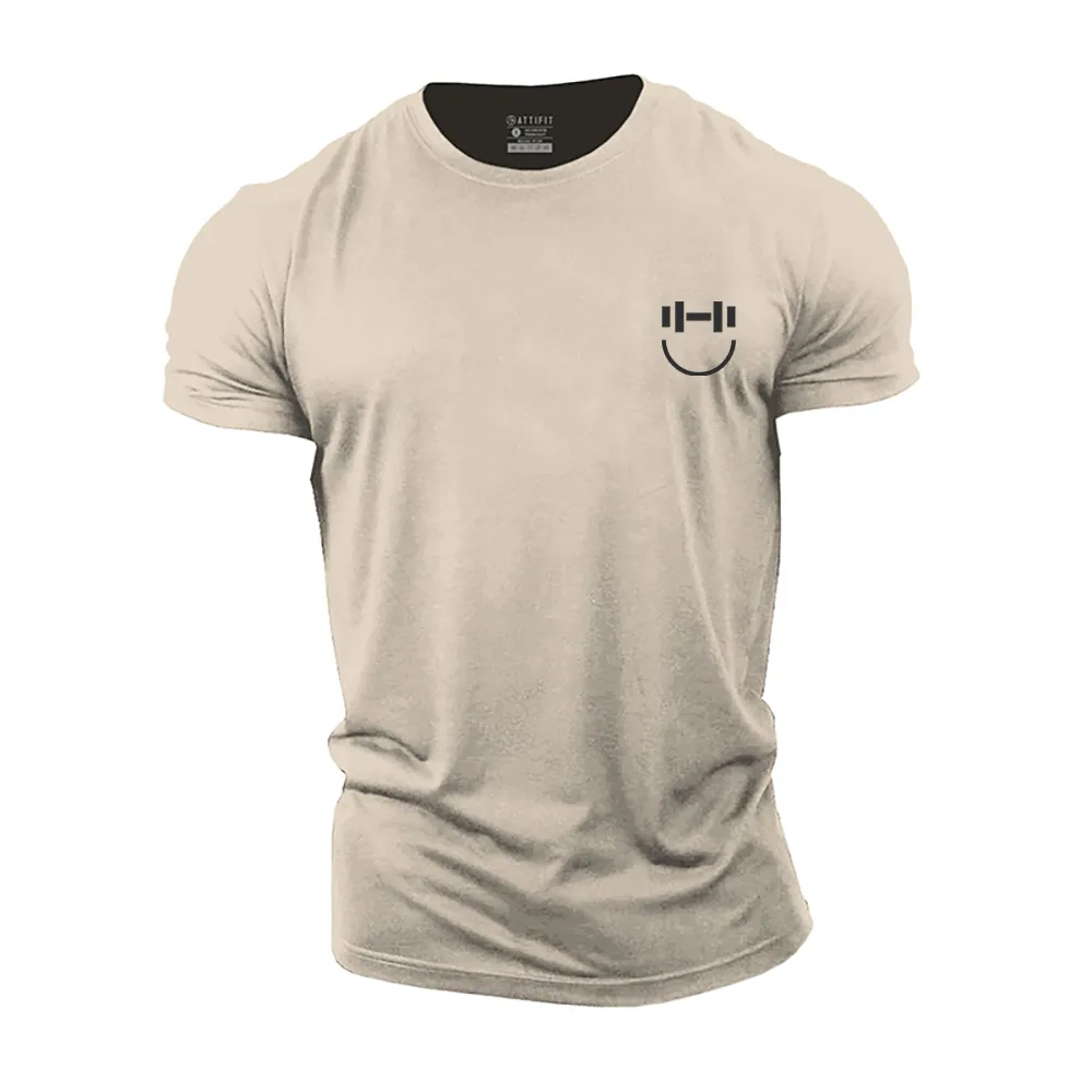 Simple Dumbbell Smile Cotton T-Shirt