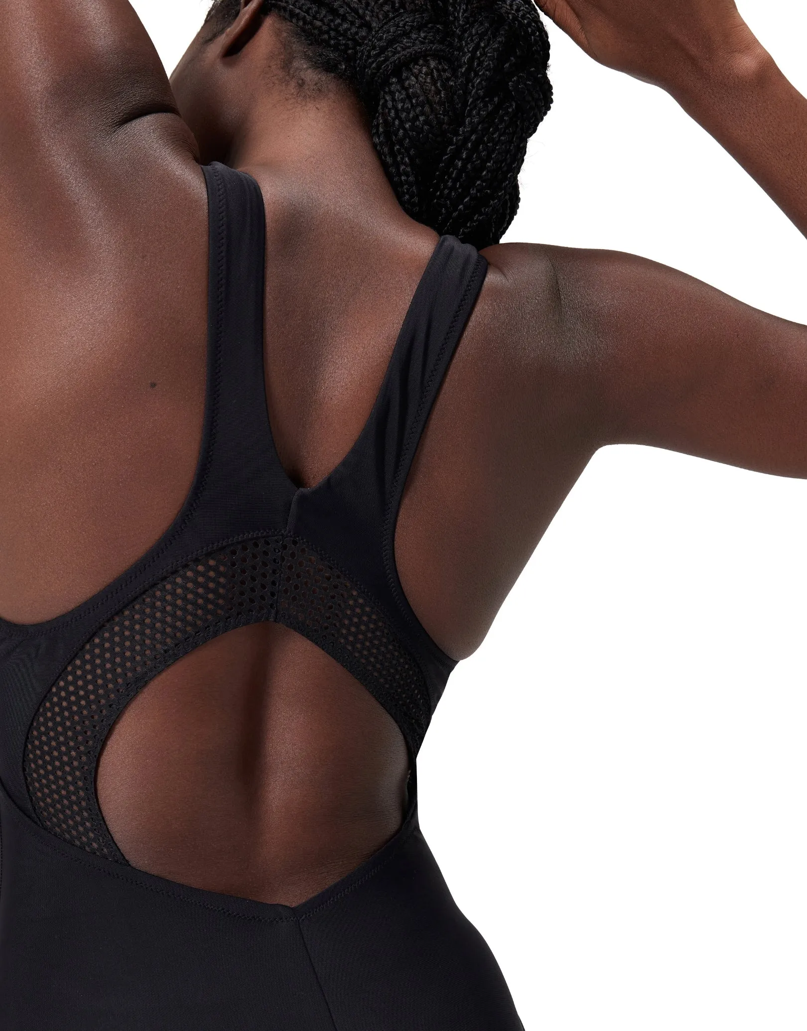 Solid Highneck Scoop Swimsuit - Black