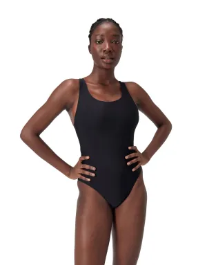 Solid Highneck Scoop Swimsuit - Black