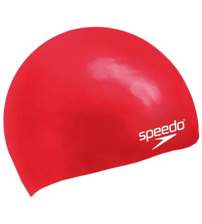 Speedo Plain Moulded Silicone Junior Cap | Red