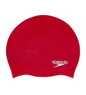 Speedo Plain Moulded Silicone Junior Cap | Red