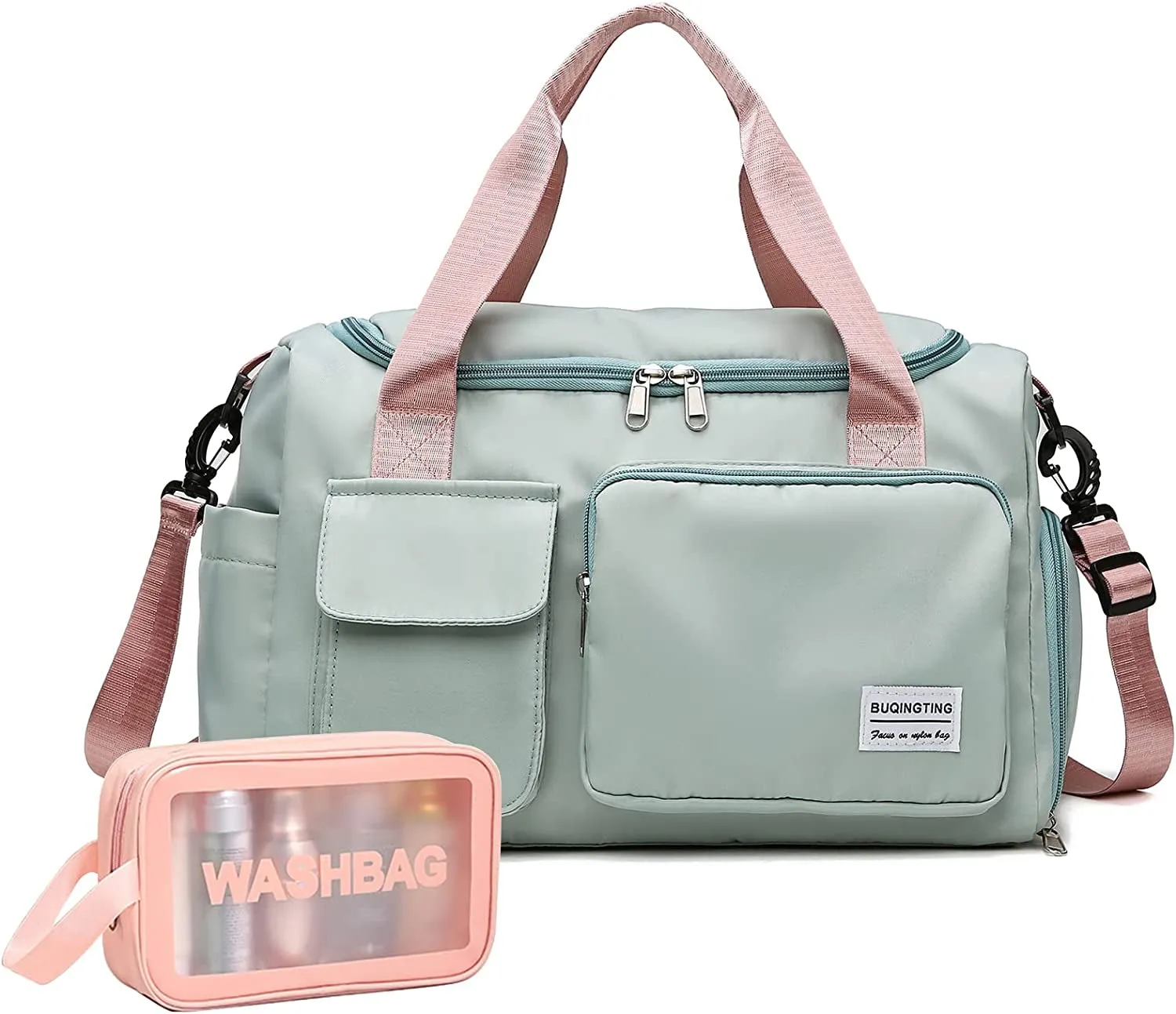 Sport Gym Bag, Weekend Travel Bag with Shoe Compartment and Toiletry Bag