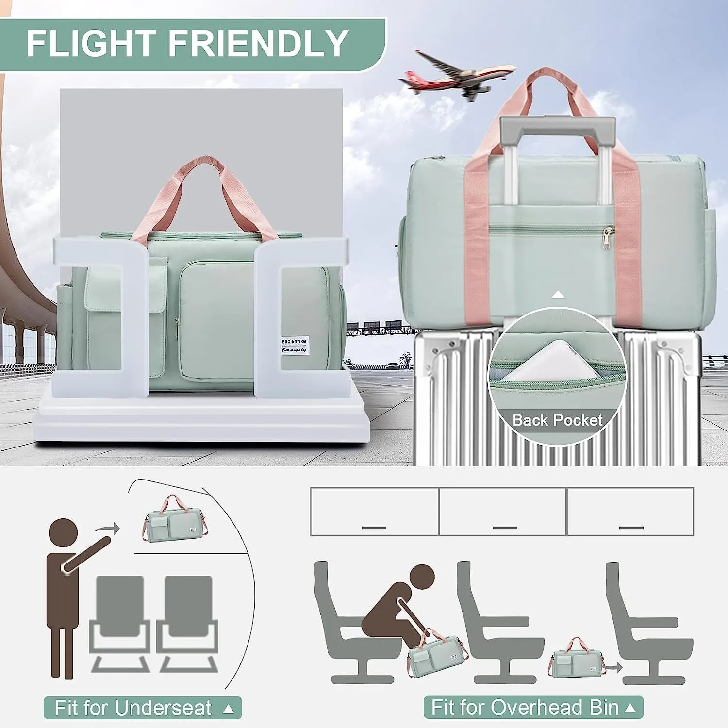 Sport Gym Bag, Weekend Travel Bag with Shoe Compartment and Toiletry Bag