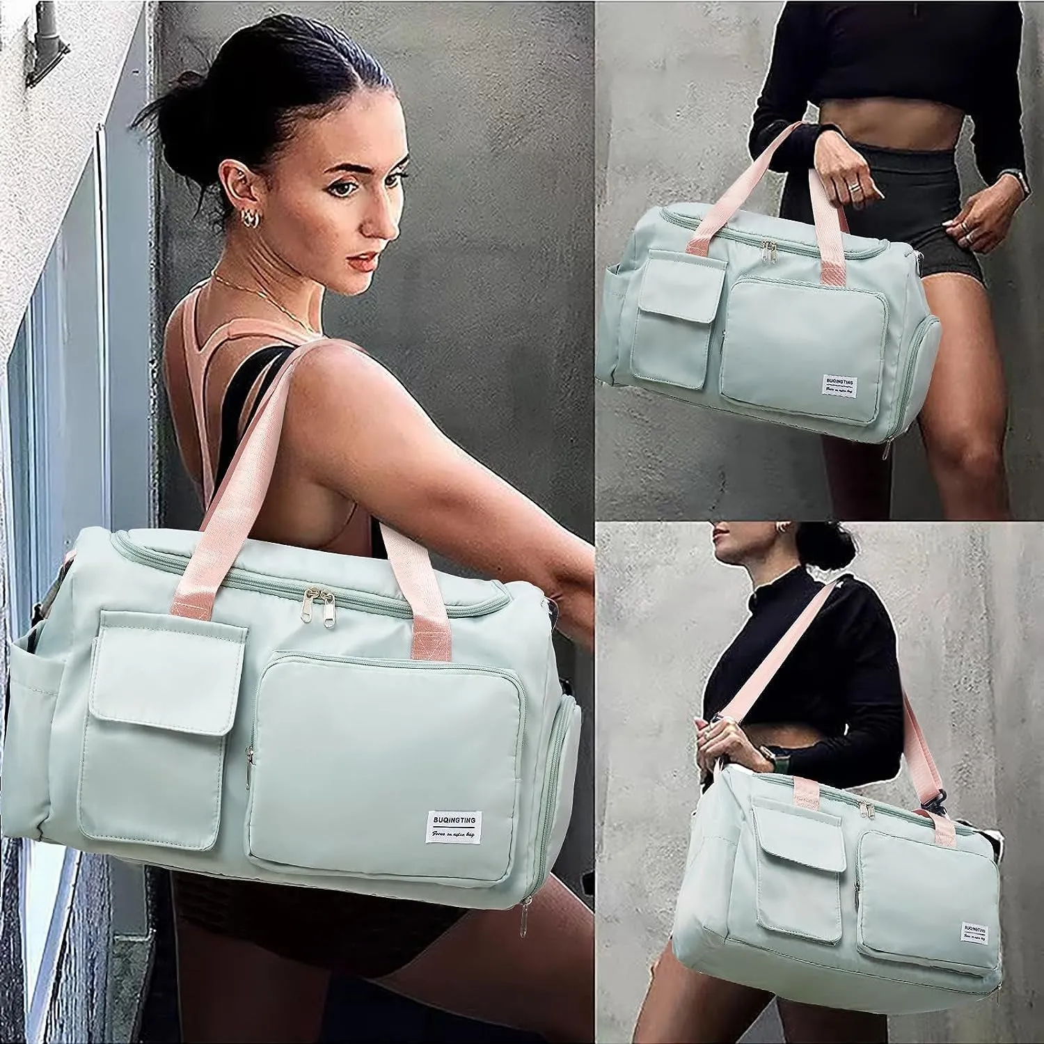 Sport Gym Bag, Weekend Travel Bag with Shoe Compartment and Toiletry Bag