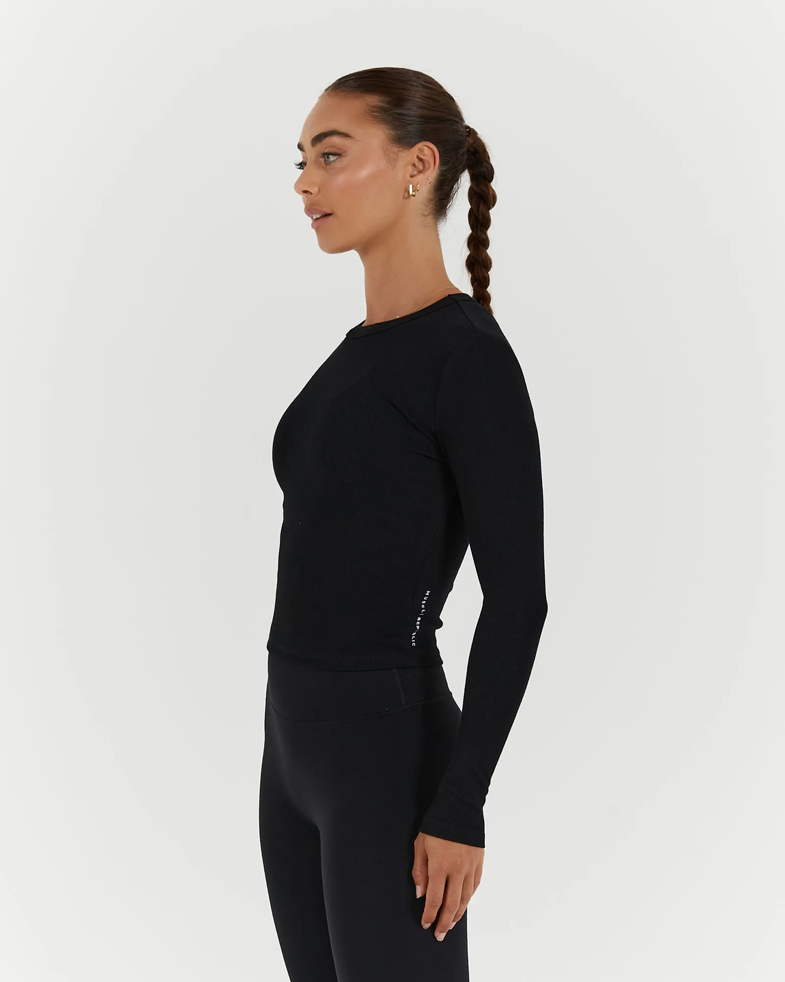 STANCE RIBBED LONG SLEEVE TOP - BLACK