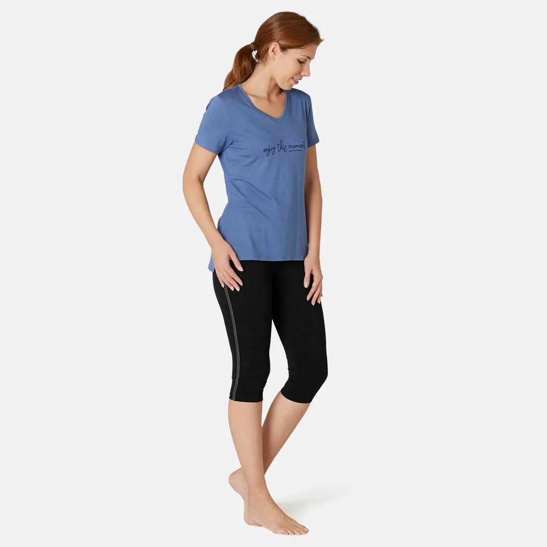 Stretchy Cotton Fitness Cropped Bottoms - Black