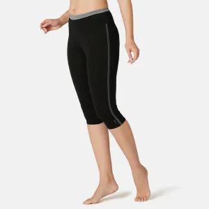 Stretchy Cotton Fitness Cropped Bottoms - Black